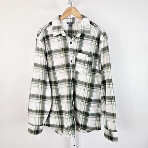 Eddie Bauer Men's Large Fleece Plaid Button Down Shirt